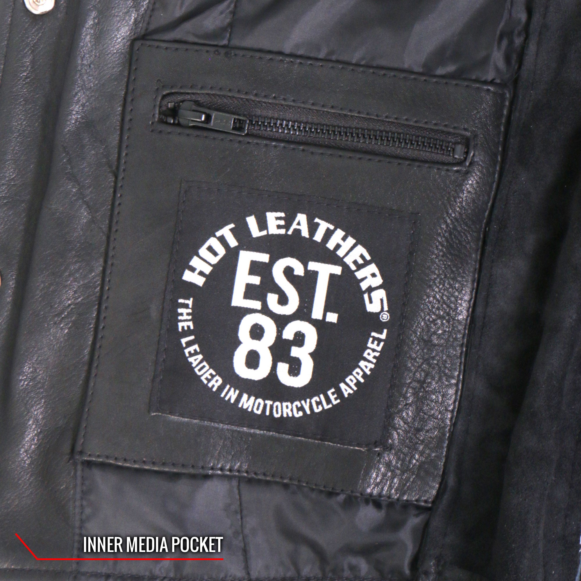 Hot Leathers VSL1018 Ladies 'Pink Paisley' Lined Black Leather Motorcycle Biker Vest