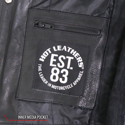 Hot Leathers VSL1019 Ladies BIker 'Red Rose' Lined Black Leather Motorcycle Vest