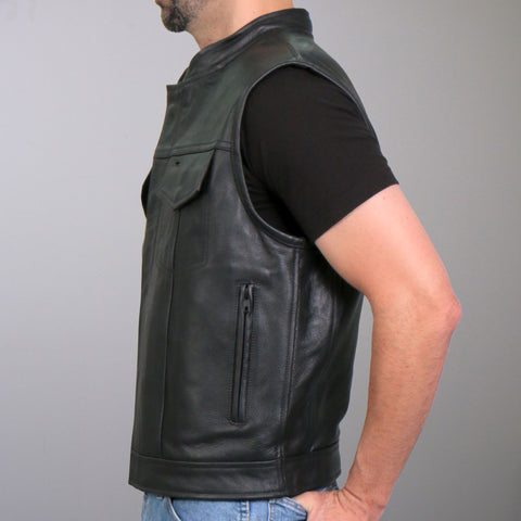 Hot Leathers VSM1055 Men’s Black 'Over The Top Skull' Motorcycle Club Style Conceal and Carry Leather Biker Vest