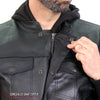 Hot Leathers VSM1202 Men's Black '2-in-1' Conceal and Carry Leather Vest with Hoodie