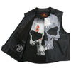 Hot Leathers VSM2001 Men's Black Motorcycle Club style ‘Jumbo Skull’ Conceal and Carry Leather Biker Vest