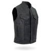 Hot Leathers VSM5004 Men's USA Made Covered Zipper Premium Club Biker Leather Motorcycle Vest