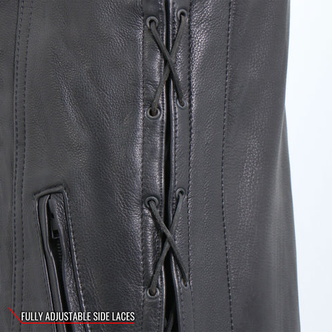 Hot Leathers VSM5005 Men's USA Made Buffalo Nickel Snap Premium Leather Motorcycle Biker Vest