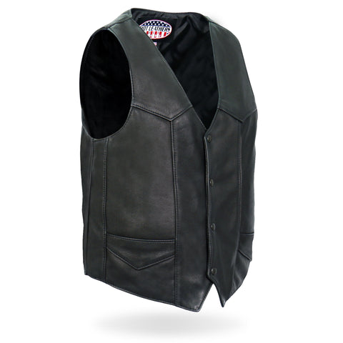 Hot Leathers VSM5006 Men's USA Made Classic Premium Biker motorcycle Leather Vest