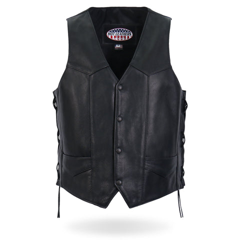Hot Leathers Side Lace USA Made Premium Leather Vest