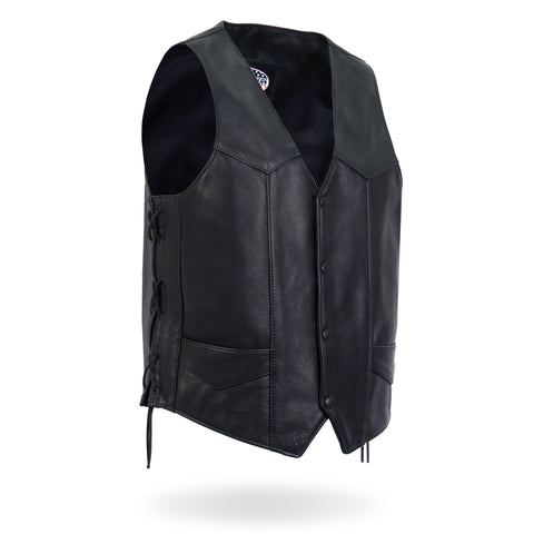 Hot Leathers VSM5008 Men's USA Made Side Lace Premium Leather Motorcycle Biker Vest