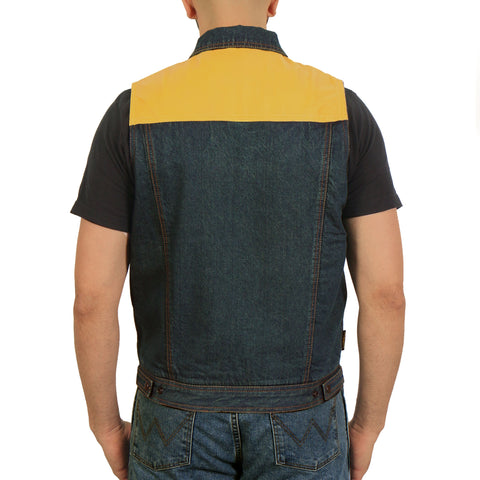 Hot Leathers Men's Leather and Denium Conceal Carry Vest