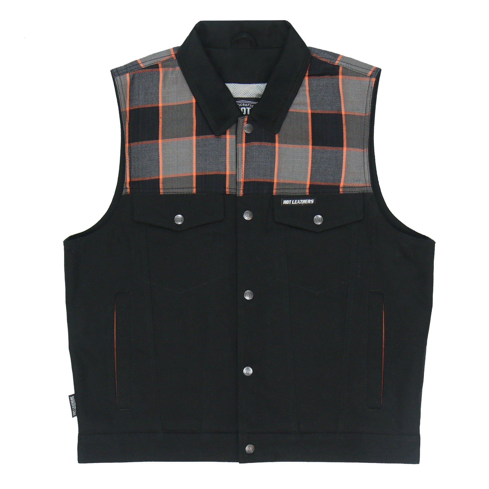 Hot Leathers Men’s Denim and Flannel Conceal Carry Vest