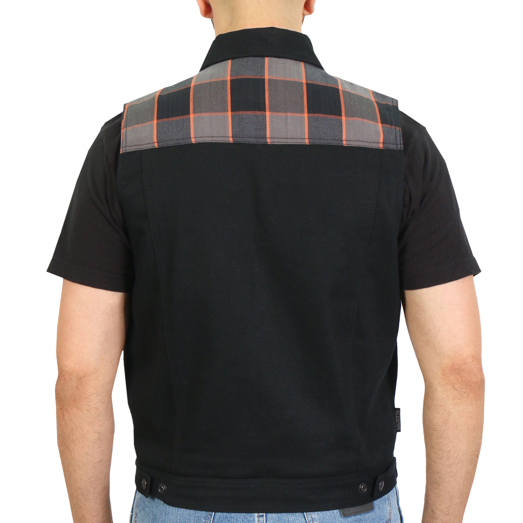 Hot Leathers Mens Denim and Flannel Conceal Carry Vest