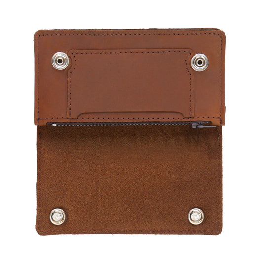 Hot Leathers WLA2016 Brown Buffalo Nickel Bifold Leather Wallet with Chain