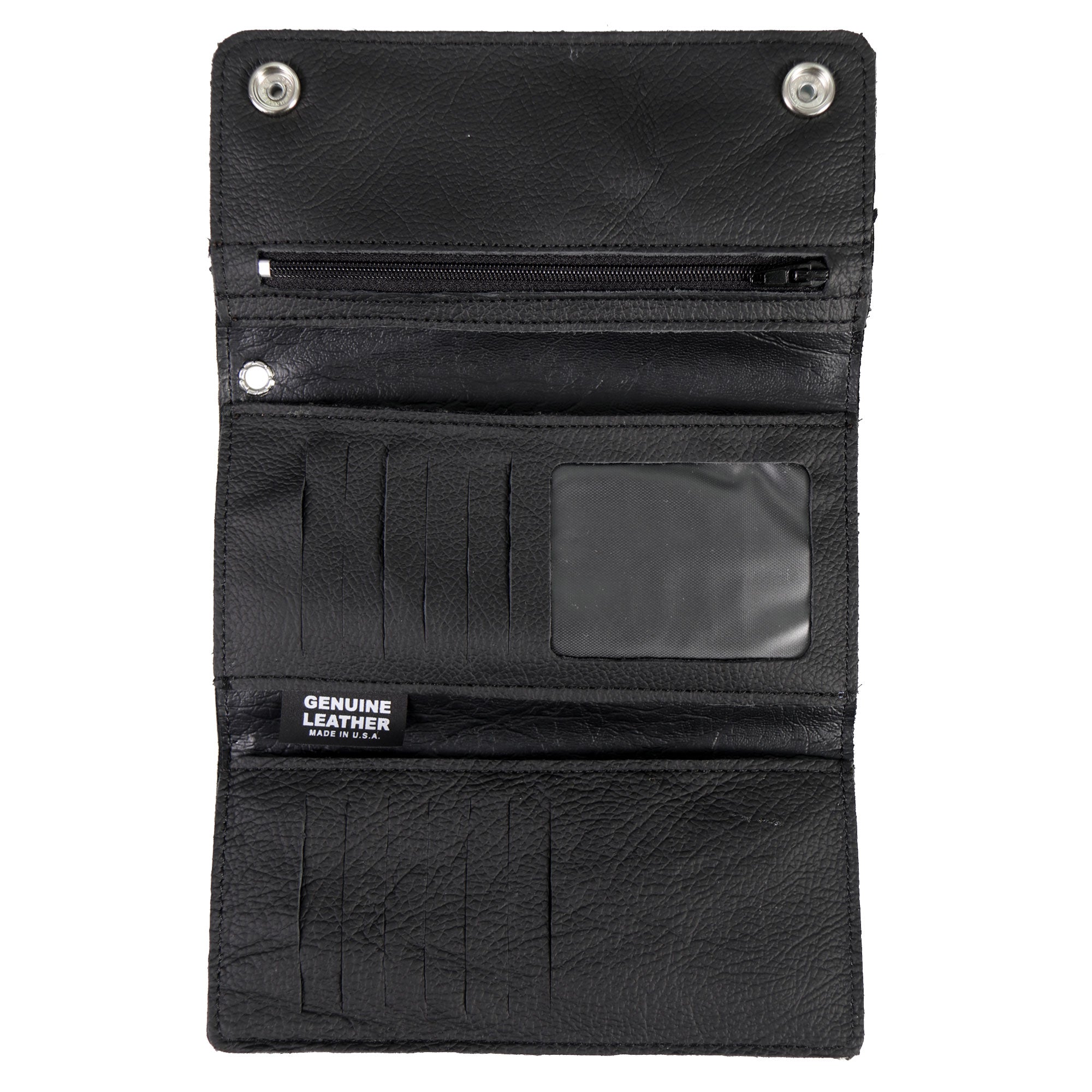 Hot Leathers WLC3102 Black Naked Leather Tri-Fold Wallet with Chain