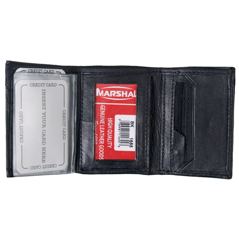 Hot Leathers WLD1008 Black Leather Tri-Fold Wallet