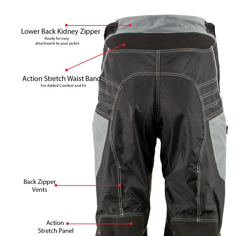 Xelement B4402 Men's Advanced Black and Grey Advanced X-Armored Tri-Tex Fabric Motorcycle Pants