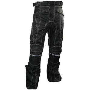 Xelement B4406 Men's Black Advanced X-Armored Tri-Tex White Stitched Fabric Motorcycle Pants