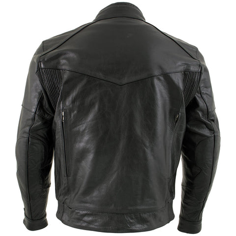 Xelement B4495 Men's Black 'Bandit' Buffalo Leather Cruiser Motorcycle Jacket with X-Armor Protection