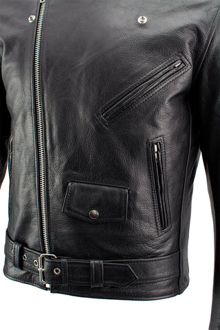 Xelement B7101 'Classic Armored' Men's Black High-Grade Leather Motorcycle Biker Jacket with X-Armor Protection