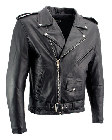 Xelement B7100 'Classic' Men's Black TOP GRADE Leather Motorcycle Biker Jacket