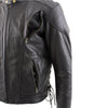 Xelement B7201 'Speedster' Men's Black Top Grade Leather Motorcycle Jacket with Zip-Out Lining