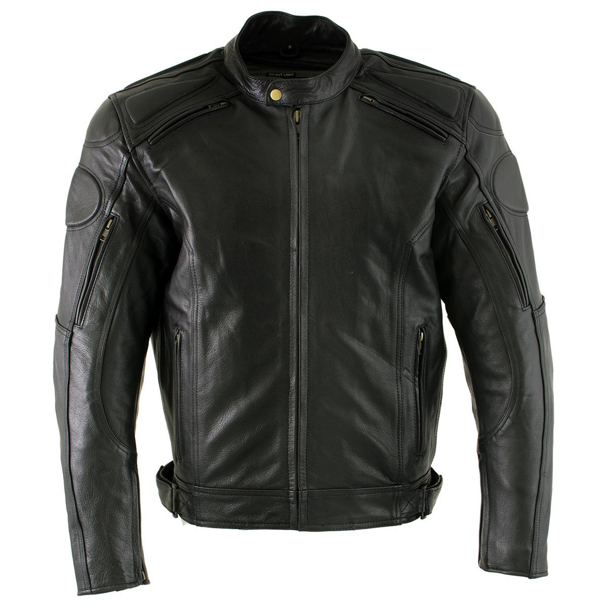 Xelement B7366 'Executioner' Men's Black Leather Racer Jacket with X-Armor Protection