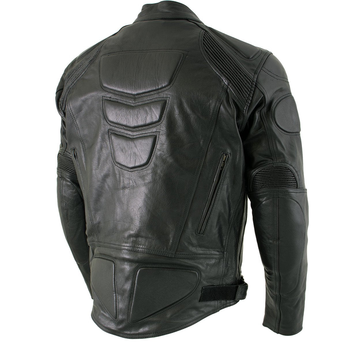 Xelement B7366 'Executioner' Men's Black Leather Racer Jacket with X-Armor Protection