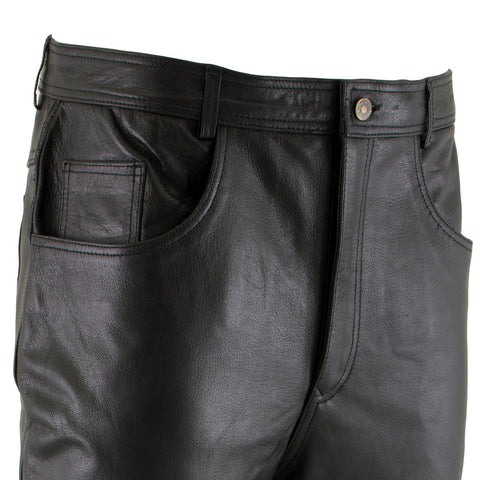 Xelement B7400 Men's 'Classic' Black Fitted Leather Pants