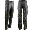 Xelement B7470 Men's Black Premium Leather Motorcycle Over Pants with Side Zipper and Snaps