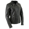 Xelement B8000 'Classic' Women's Black Leather Braided Jacket with Gun Pockets