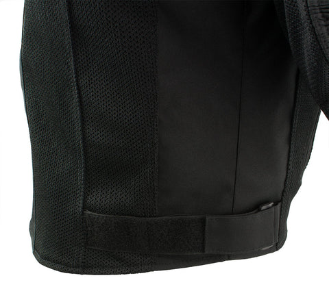 Xelement B91033 Men's 'Requiem' Black Mesh Jacket with X-Armor and Removable Hoodie