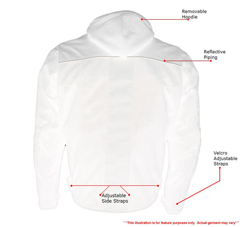 Xelement B91033 Men's 'Requiem' Black Mesh Jacket with X-Armor and Removable Hoodie