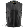 Xelement B95140 Men's 'Drifter' Black Advanced Collarless Leather Motorcycle Vest