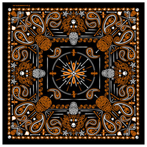 Hot Leathers BAB1069 Orange Paisley Skulls Bandana