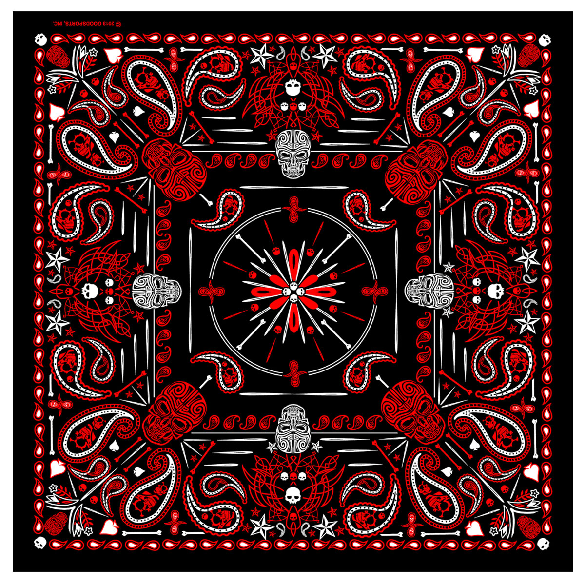Hot Leathers BAB1070 Red Paisley Skulls Bandana