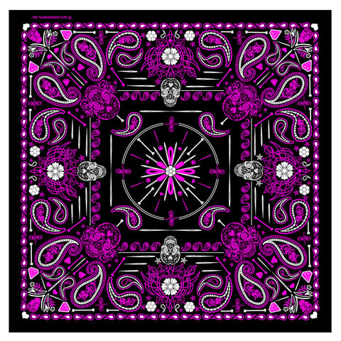 Hot Leathers BAB1071 Ladies Pink Paisley Skulls Bandana