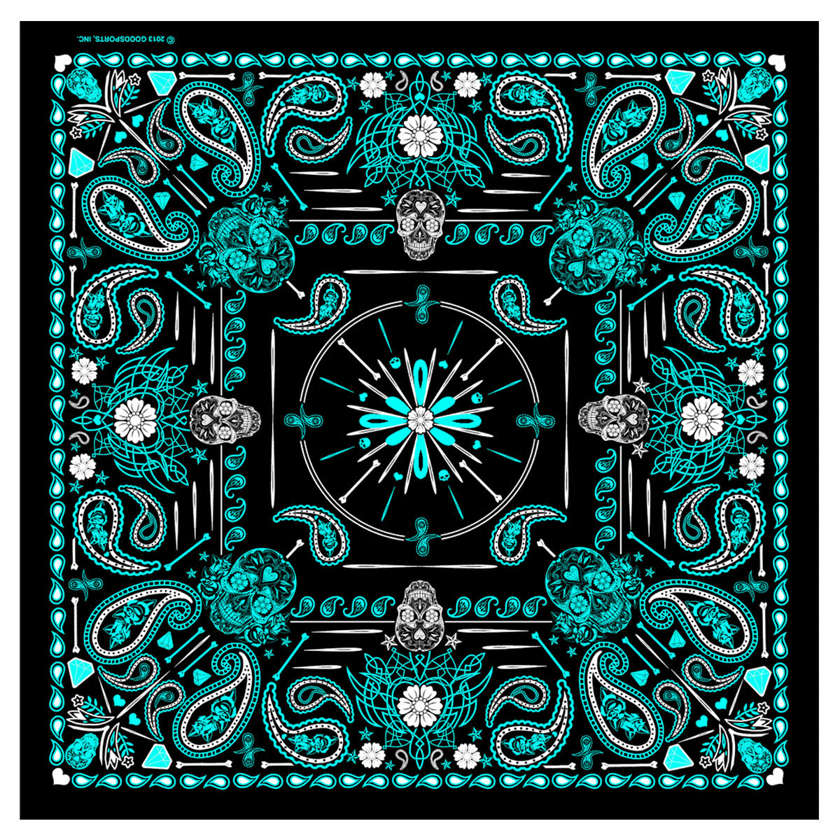 Hot Leathers BAB1072 Ladies Blue Paisley Skulls Bandana