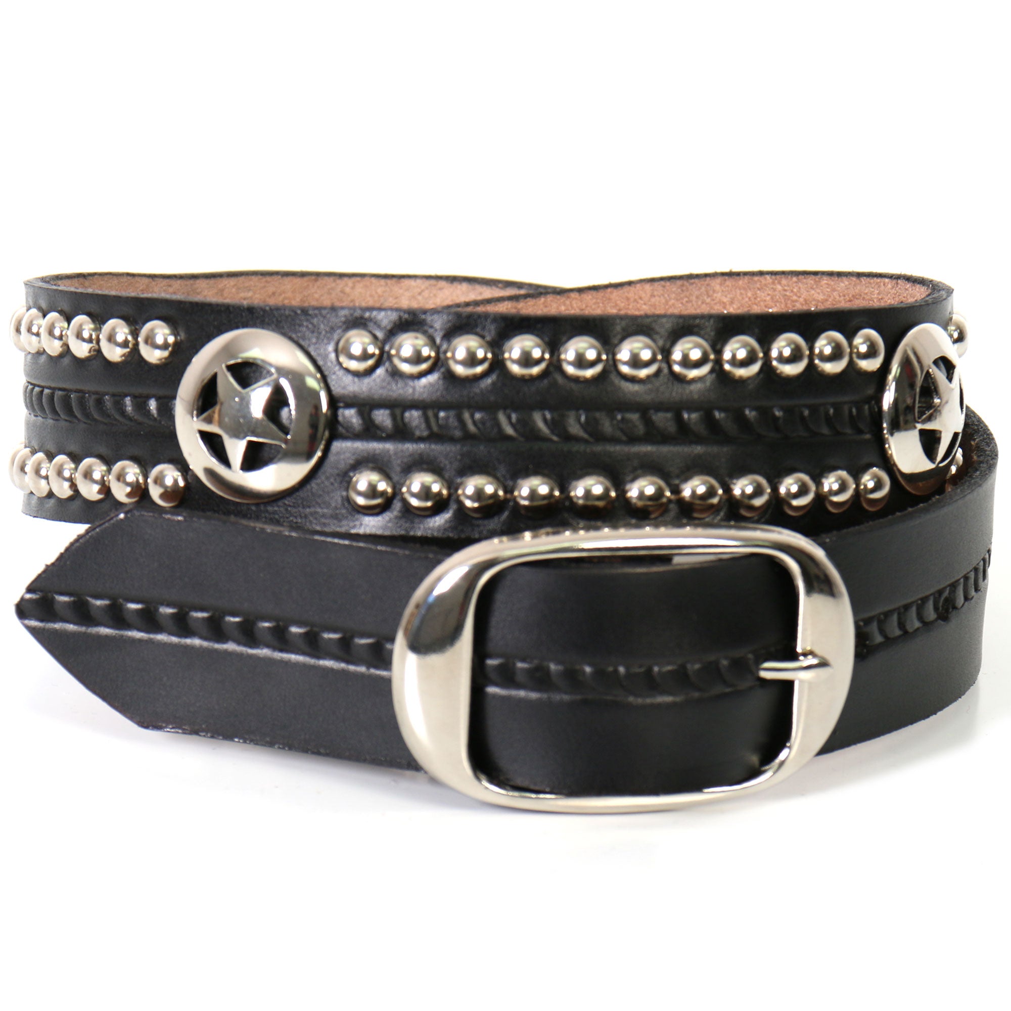 Hot Leathers Western Star and Studs Black Leather Belt BLE1010
