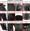 M-Boss Motorcycle Apparel BOS11510 Men’s ‘Speed’ Black Cowhide Motorcycle Leather Jacket