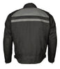 M Boss Motorcycle Apparel BOS11700 Black Men's Nylon Racer Jacket with Reflective Piping