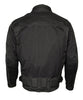 M Boss Motorcycle Apparel BOS11703 Black Men's Black Nylon and Mesh Racer Jacket with Reflective Piping