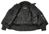 M Boss Motorcycle Apparel BOS11703 Black Men's Black Nylon and Mesh Racer Jacket with Reflective Piping