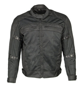 M Boss Motorcycle Apparel BOS11705 Men's Black Mesh and Nylon Racer Jacket with Armor