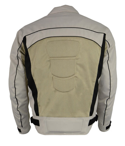 M Boss Motorcycle Apparel BOS11705 Men's Silver Mesh and Nylon Racer Jacket with Armor