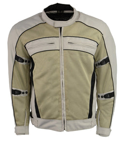 M Boss Motorcycle Apparel BOS11705 Men's Silver Mesh and Nylon Racer Jacket with Armor