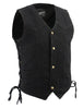 M Boss Motorcycle Apparel BOS13003 Men's Black Denim Snap Front Side Lace Vest with Quick Draw Pocket