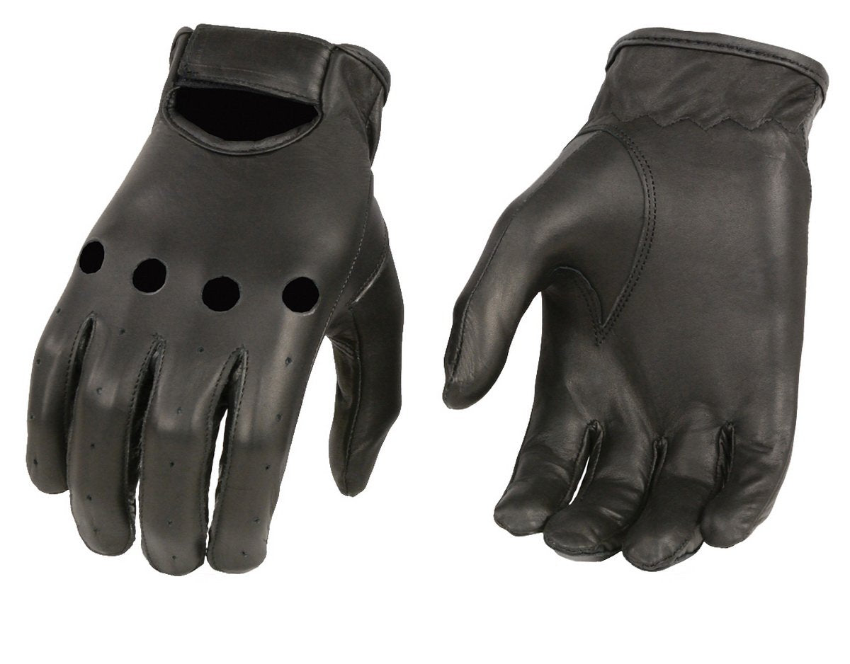 Xelement XG37534 Men's Black Unlined Leather Classic Style Driving Gloves