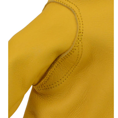 M-Boss Motorcycle Apparel BOS37550 Men's Yellow Full Grain Deerskin Gloves