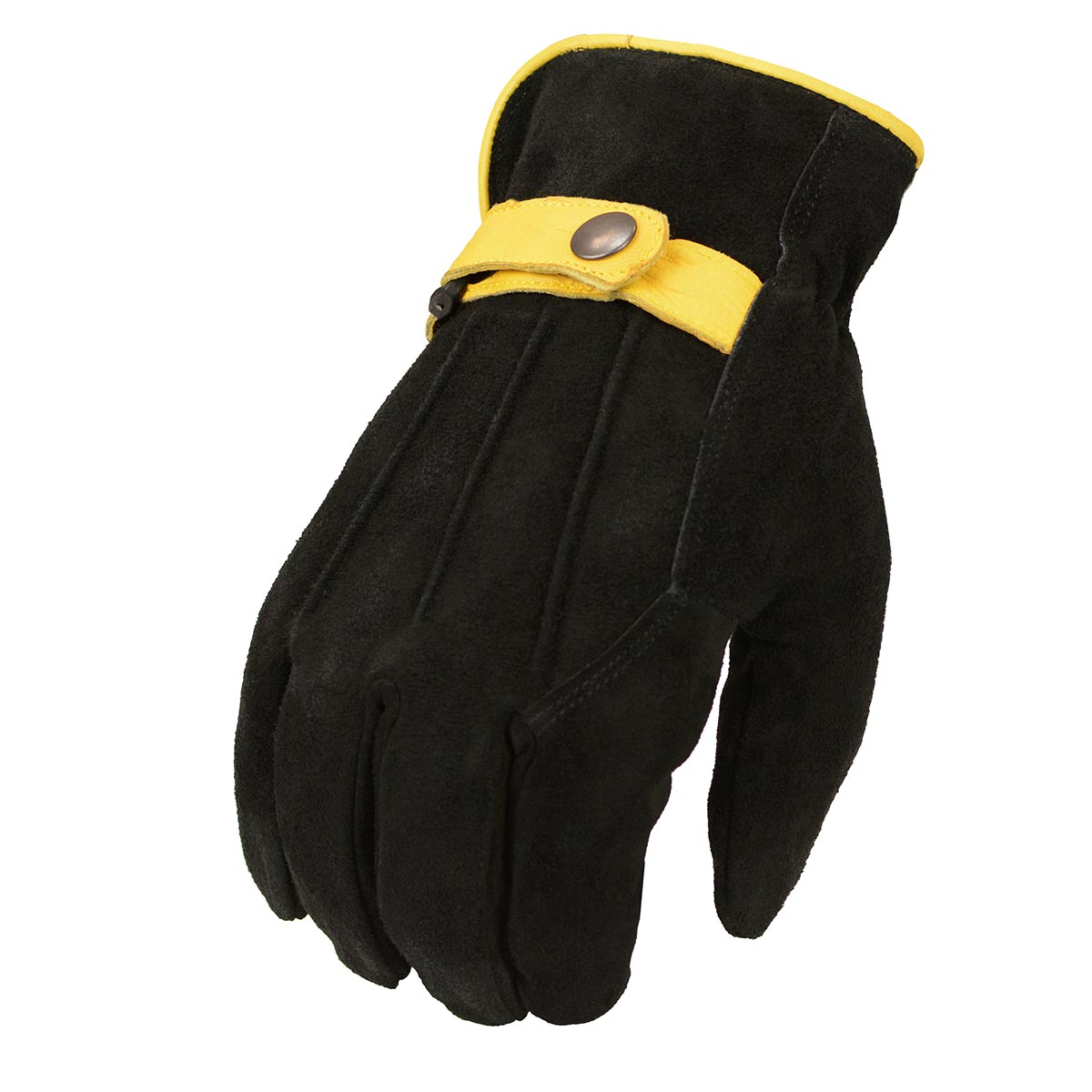 M-Boss Motorcycle Apparel BOS37555 Men's Black and Tan USA Deer Suede Gloves