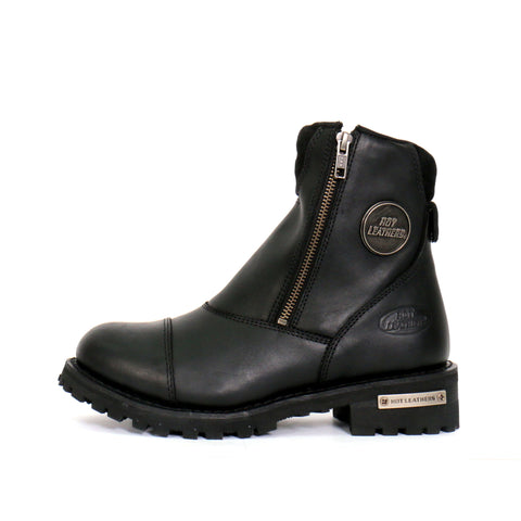 Hot Leathers Ladies Black 6-inch Double Zip Cap Toe Leather Boots BTL1002