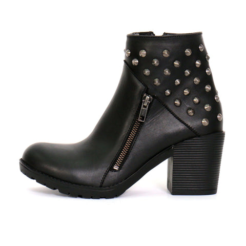 Hot Leathers Ladies 5-inch Black Studded Ankle Leather Boots with Side Zippers BTL1003