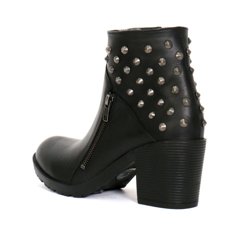 Hot Leathers Ladies 5-inch Black Studded Ankle Leather Boots with Side Zippers BTL1003
