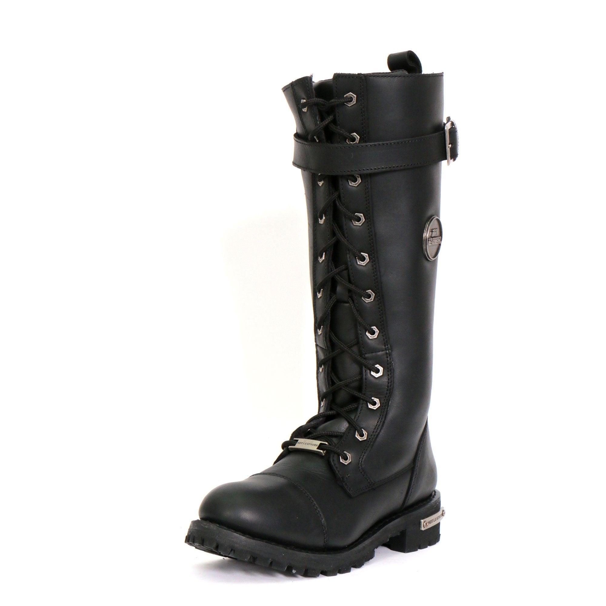 Hot Leathers BTL1005 Ladies 14-inch Black Knee-High Leather Boots with Side  Zipper Entry